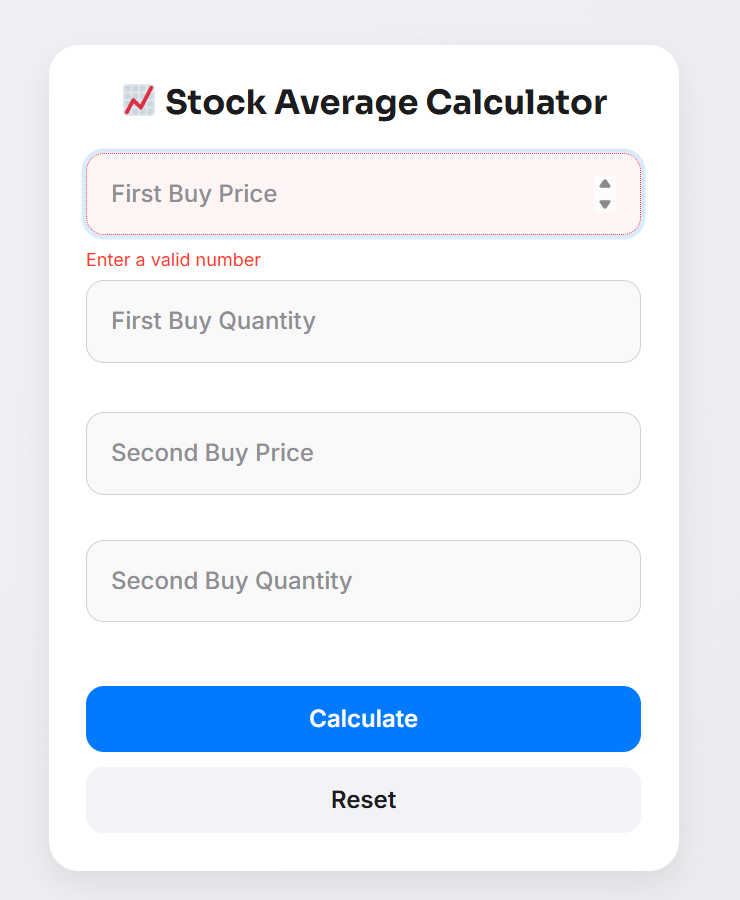 stock average calculator